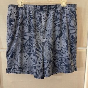 Speedo Swim‎ Shorts Men's 2XL Blue Tropical Print Lined Drawstring Pockets XXL
